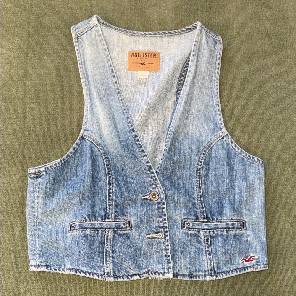 Hollister Light Blue Denim Vest
